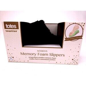 TOTES WOMEN'S TOASTIES MEMORY FOAM BLACK FAUX FUR SLIPPERS SIZE:XL(9.5-10)  NIB